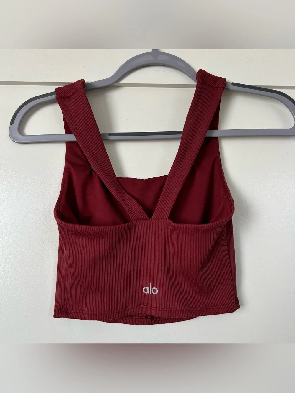 Alo Yoga Alosoft Ribbed Chic Bra Tank Top Red Size Extra Small